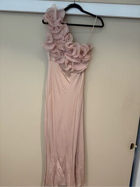 One-Shoulder Blush Pink Evening Dress